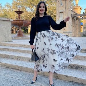 Beautiful Mesh Skirt with Butterflies